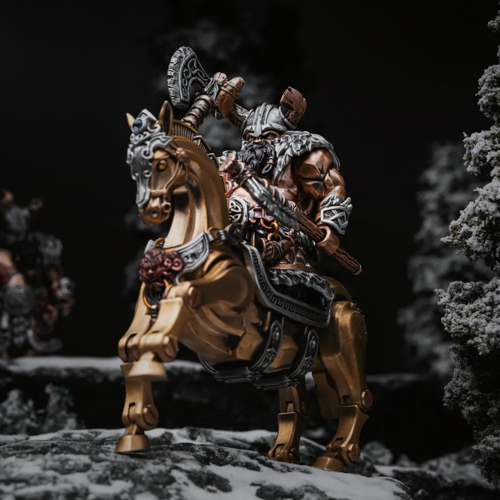 Viking Raider magnetic warrior mounted on an armored horse