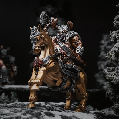 Viking Raider magnetic warrior mounted on an armored horse