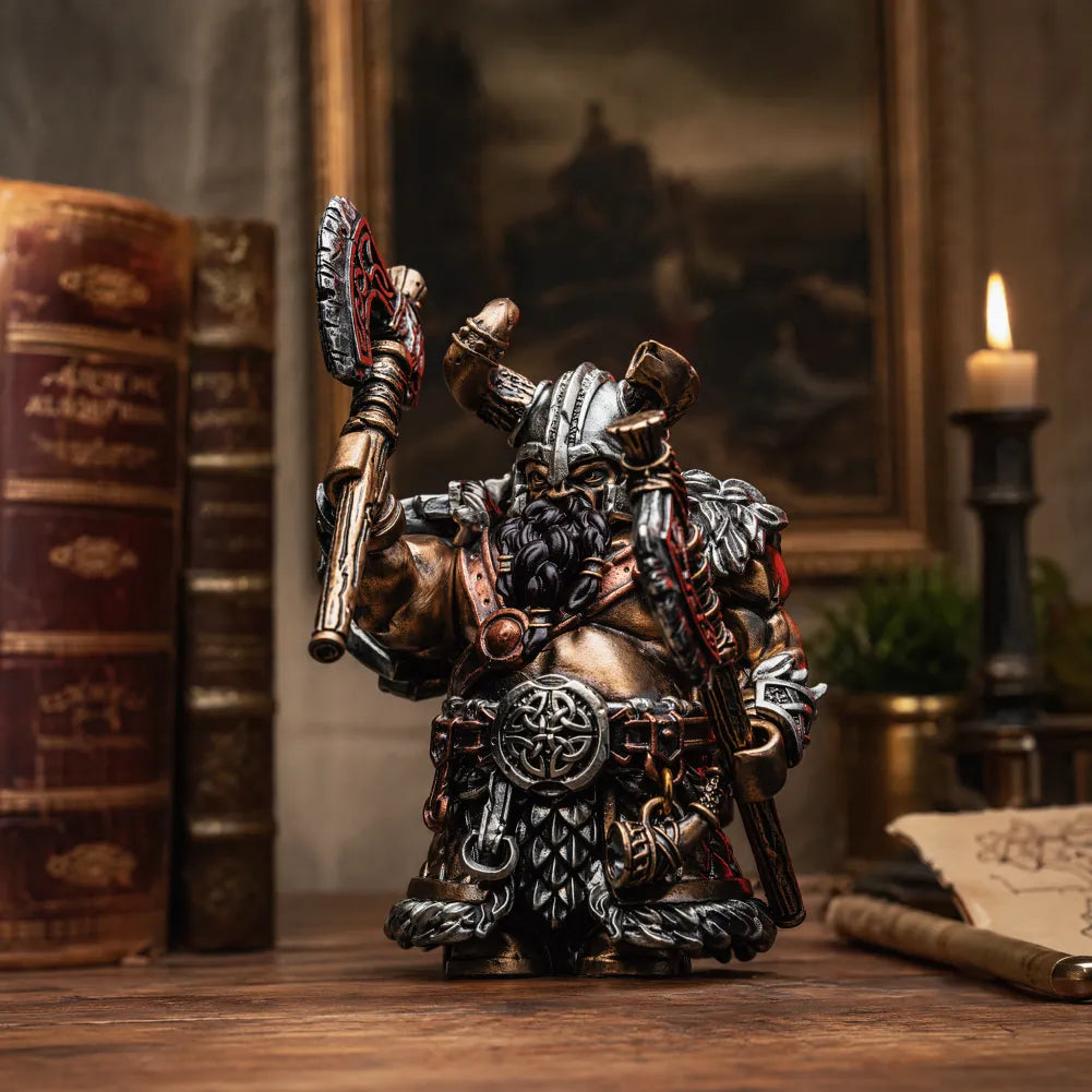 Viking Raider magnetic figure displayed beside books and candlelight