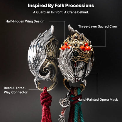 White Crane Herald Bead detail view 04
