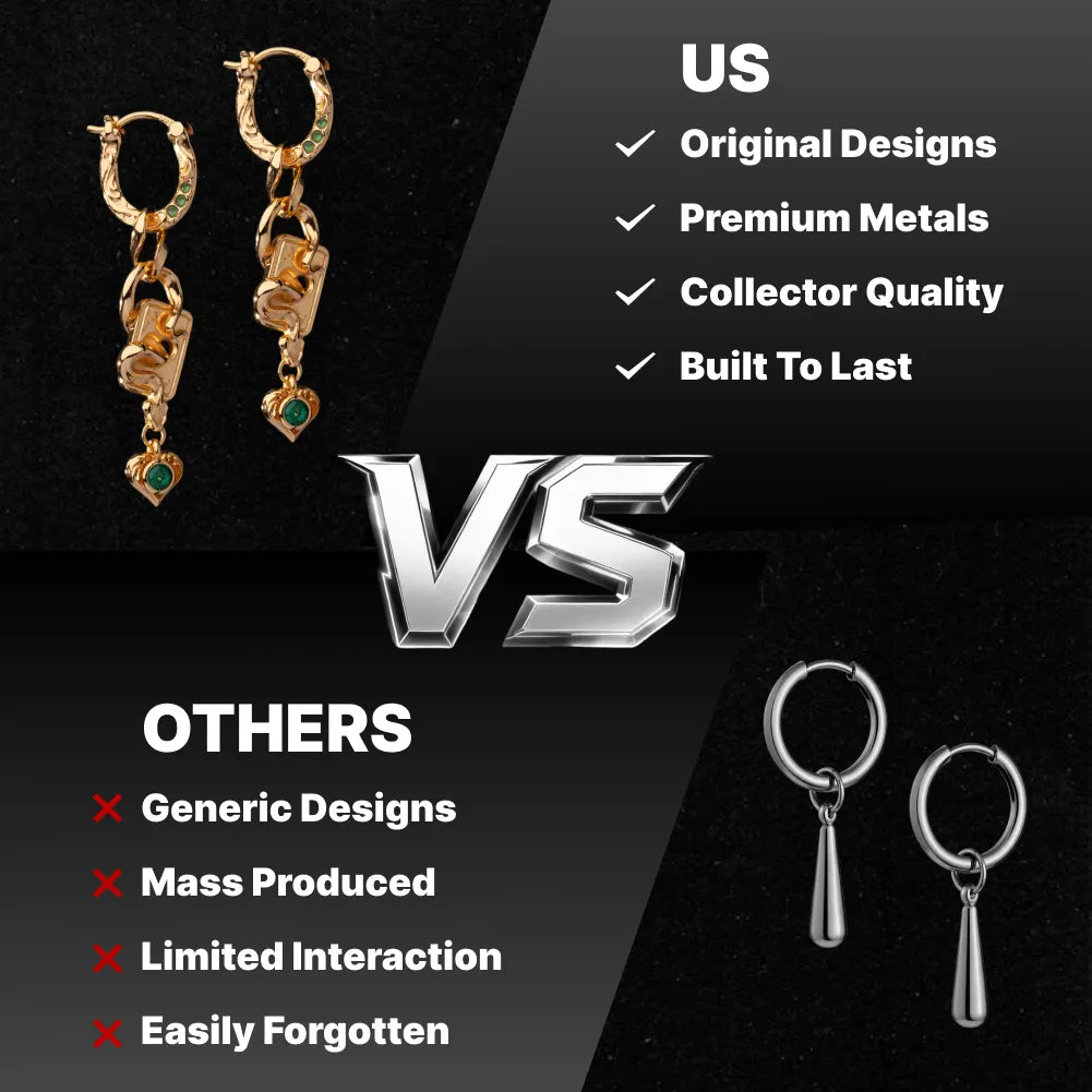 Wild Card Earrings gold-finish brand design information