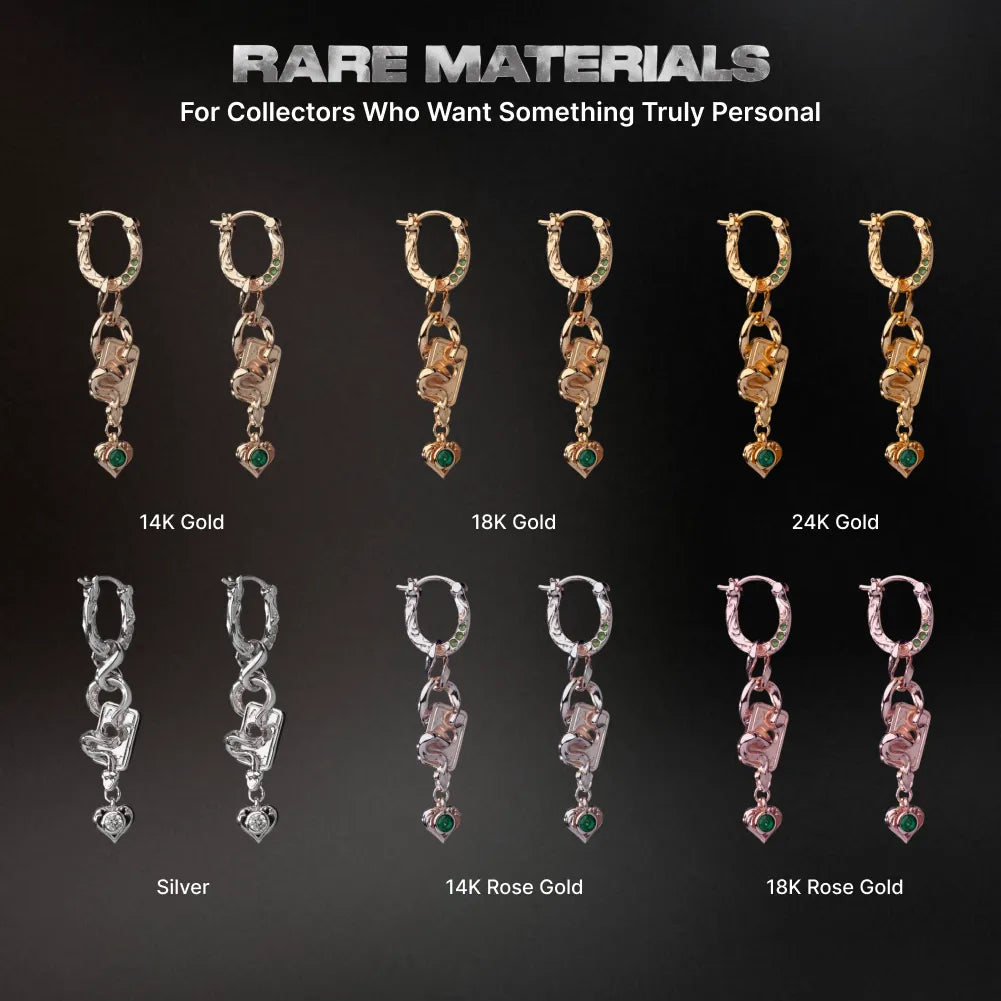 Wild Card Earrings gold-finish custom material comparison