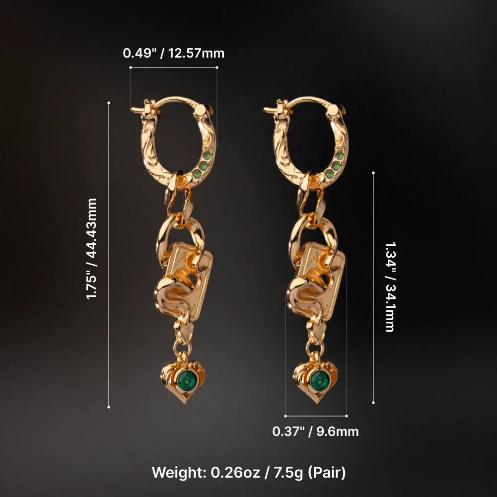Wild Card Earrings gold-finish dimension guide