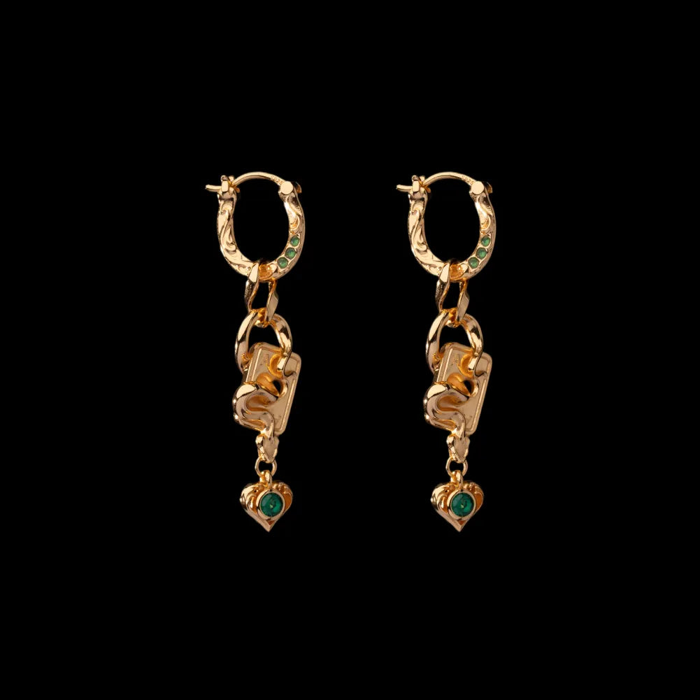 Wild Card pair in 24K Gold Plated Brass & Silver
