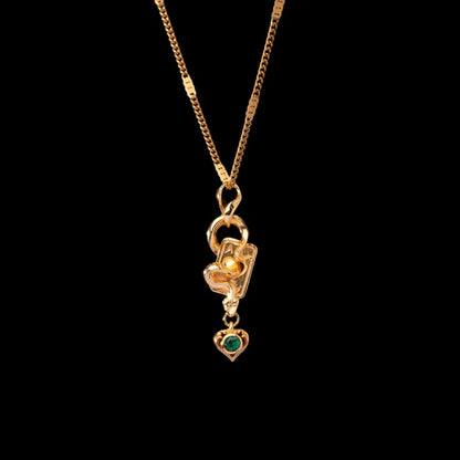 Wild Card pendant styling in 24K Gold Plated Brass & Silver (chain styling reference)