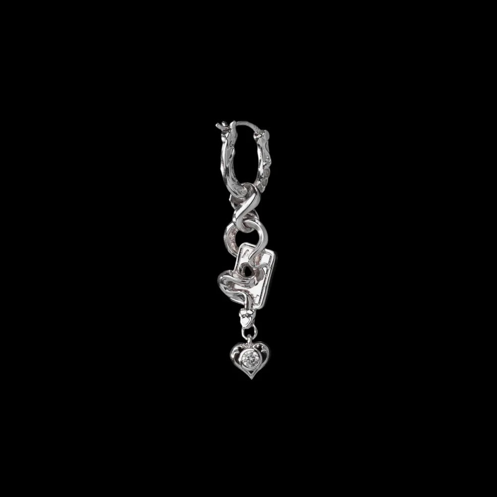Wild Card Earrings in Silver — single