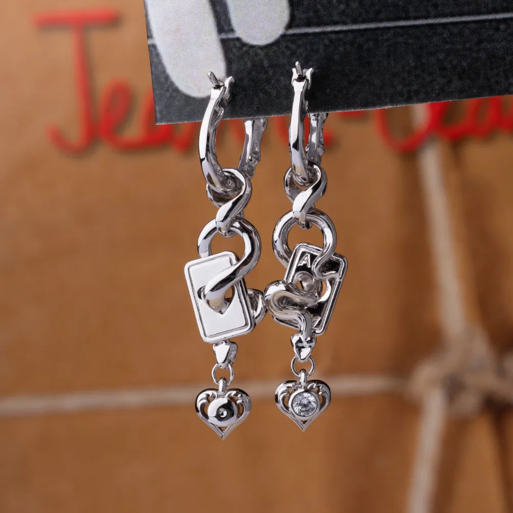 Wild Card Earrings white-finish front and back details