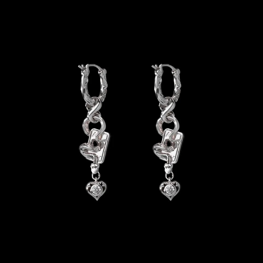 Wild Card pair in 18K White Gold Plated Brass & Silver