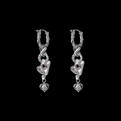Wild Card pair in 18K White Gold Plated Brass & Silver