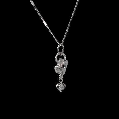 Wild Card pendant styling in 18K White Gold Plated Brass & Silver (chain styling reference)