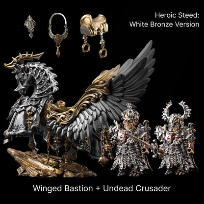 Winged Bastion and two Undead Crusader figures with interchangeable heads