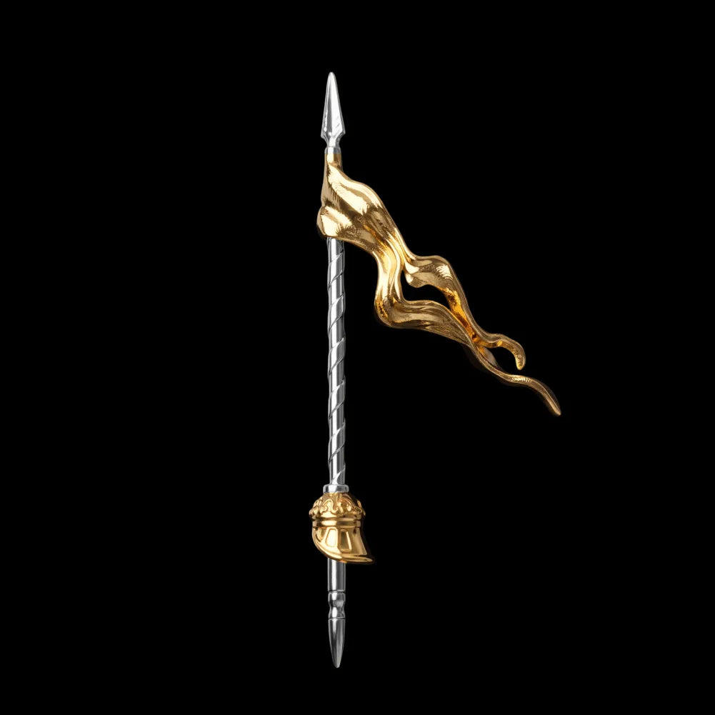 Winged Hussar Holy Lance in 18k white gold plated white bronze and 18k gold plated brass