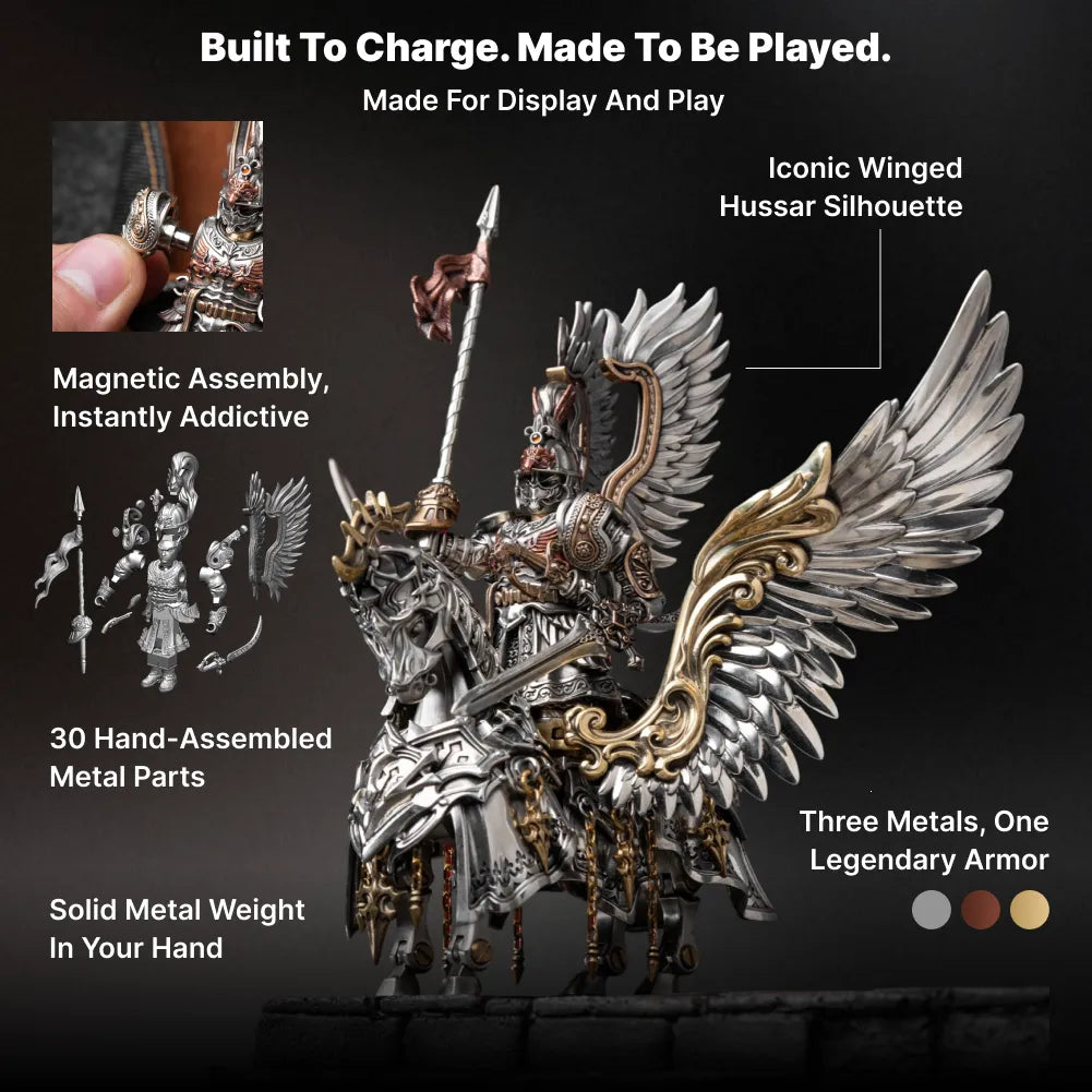 Winged Hussar magnetic figure assembly and play features