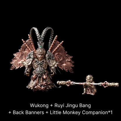 Wukong with Ruyi Jingu Bang Back Banners and one Little Monkey Companion