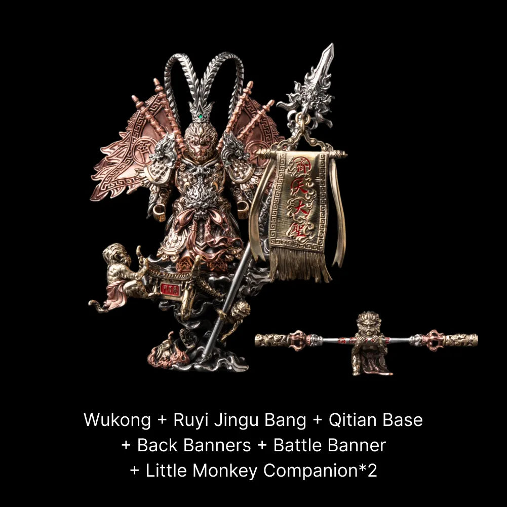 Wukong complete set with Qitian Base banners and two Little Monkey Companions
