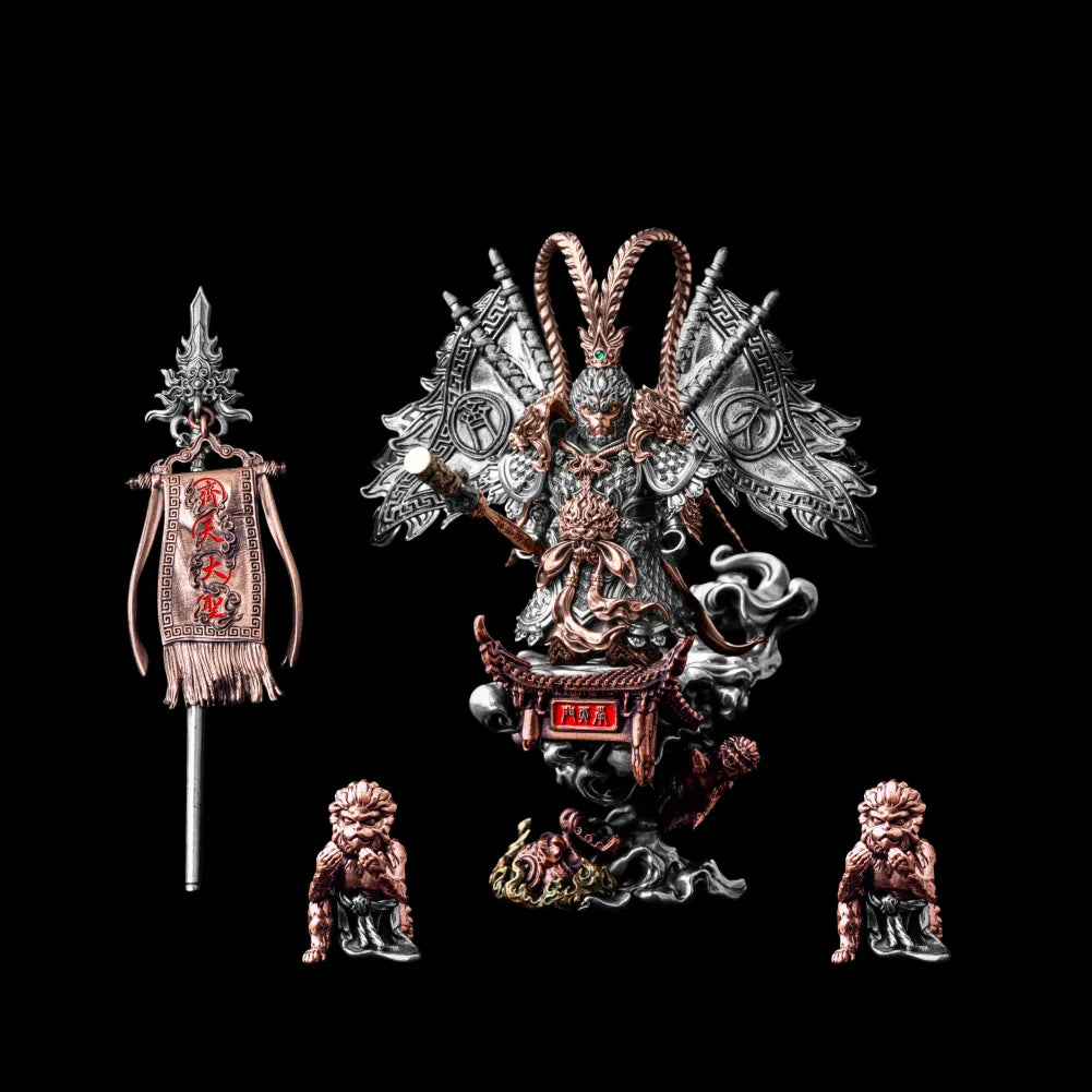 Wukong complete set in white bronze copper brass and cinnabar