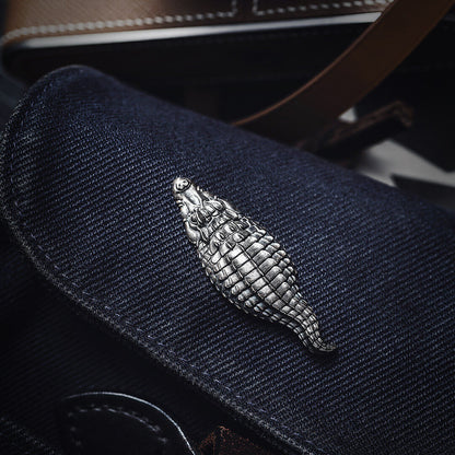 Bag with a Silver Crocodile Brooch