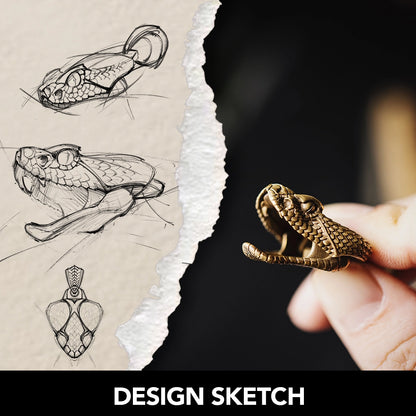 Brass Rattlesnake Head Clip Pendant Design Sketch