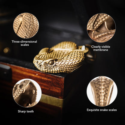 Brass Rattlesnake Head Pendant Details