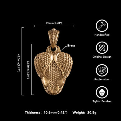 Brass Rattlesnake Head Pendant Parameter