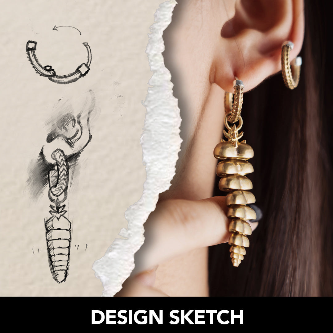 Sketch of beautiful earrings on white background Stock Illustration | Adobe  Stock
