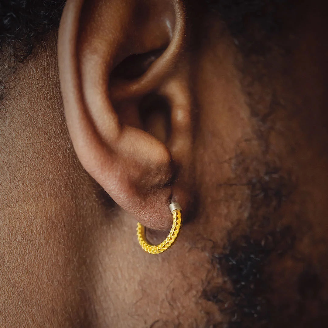 Handmade Snake Skin Huggie Hoop Earrings Gold Vermeil