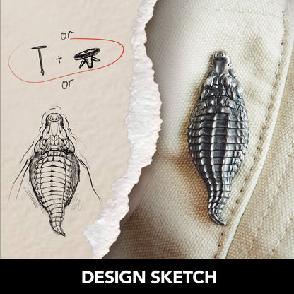 Silver Crocodile Brooch design sketch