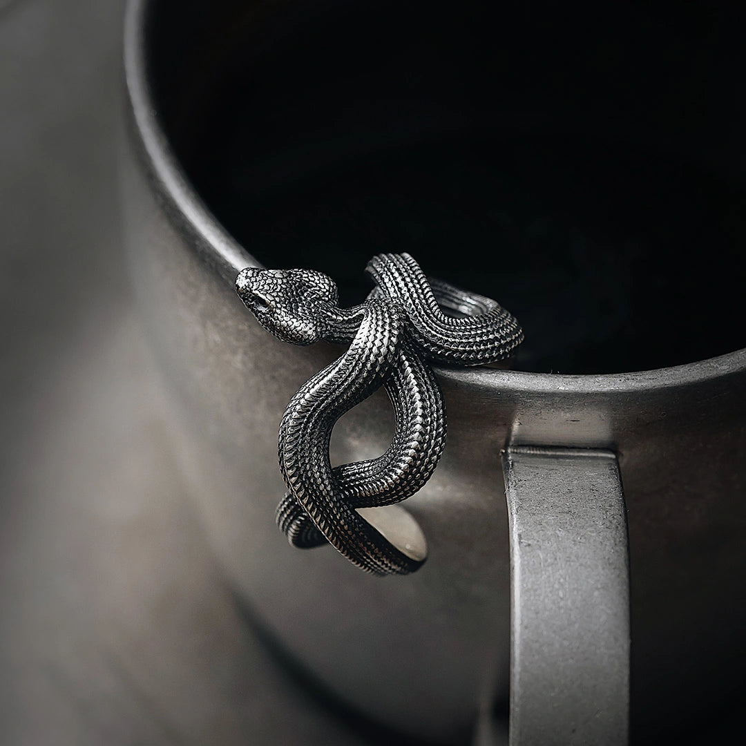 Silver Snake Ring for Men and Women, Masculine Rings, Anillo Serpiente,  Vintage Gothic Adjustable Ring, Fashion Jewelry Gift for Him and Her