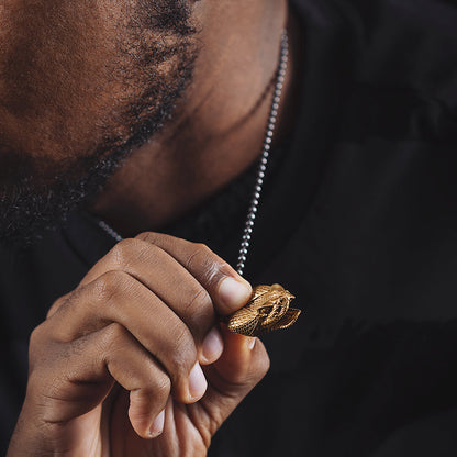 Model Wearring Brass Rattlesnake Clip Pendant 2